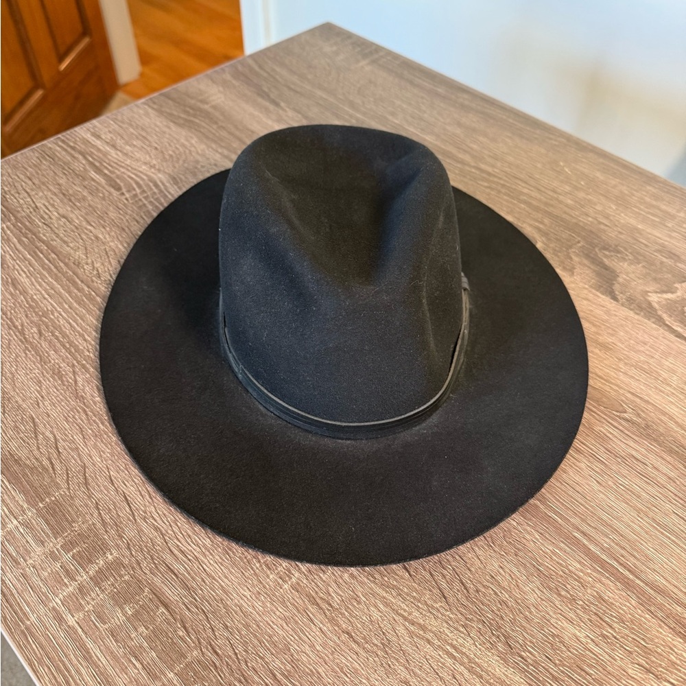 Wide Rim Black Wool Fedora Hat Goorin Bros - Ruby Clark small - Picture 6 of 6